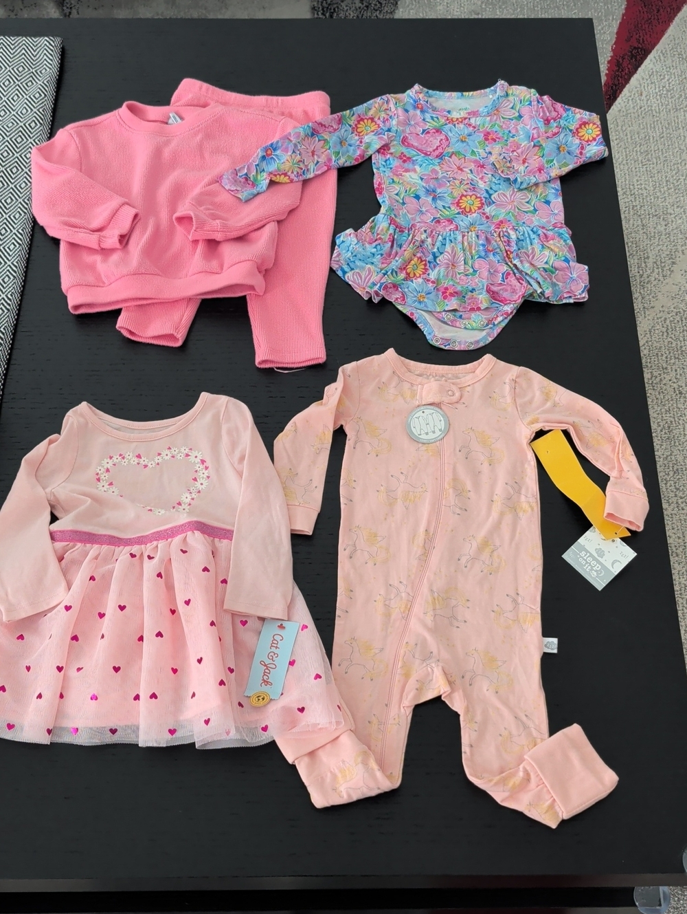 6 Piece Lot Girl 18 - 24 Months New Heart Tutu Dress Gigi & Max Bamboo Romper